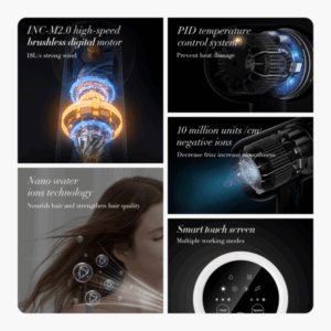 Ultra Fast Dry Hair Dryer F7 Infuse Hair with Nano Water Ions and Smart Touch Screen - Image 2